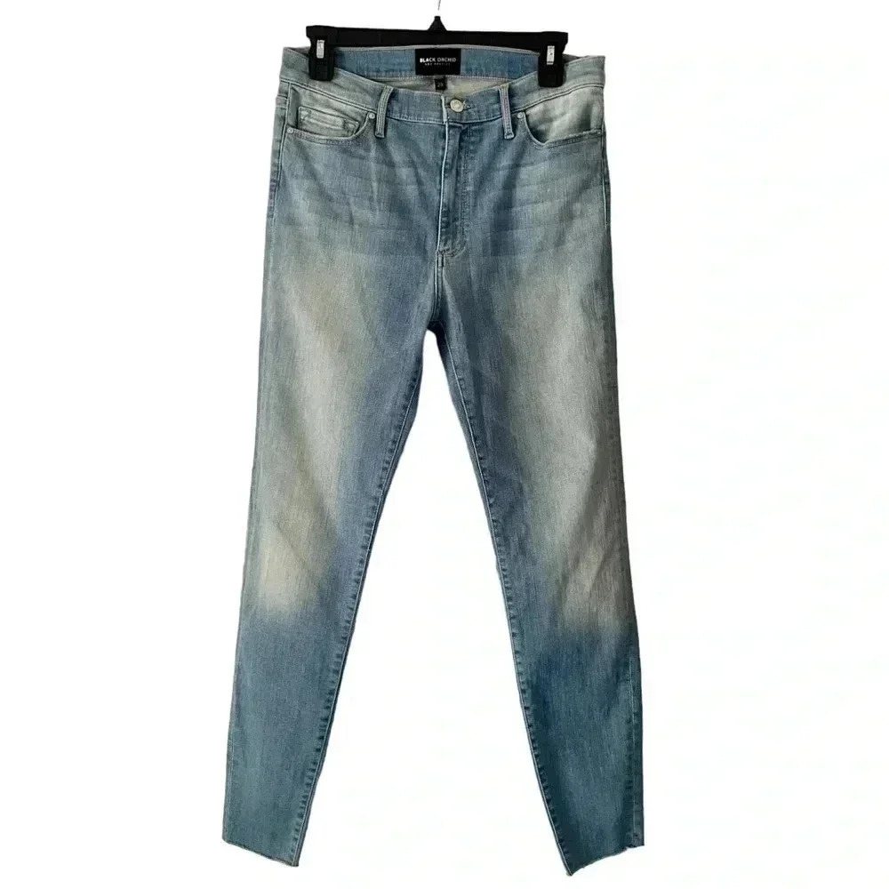 Black Orchid Jeans Women Size‎ 29 Noah Ankle Fray Mid Rise Skinny Cropped Blue